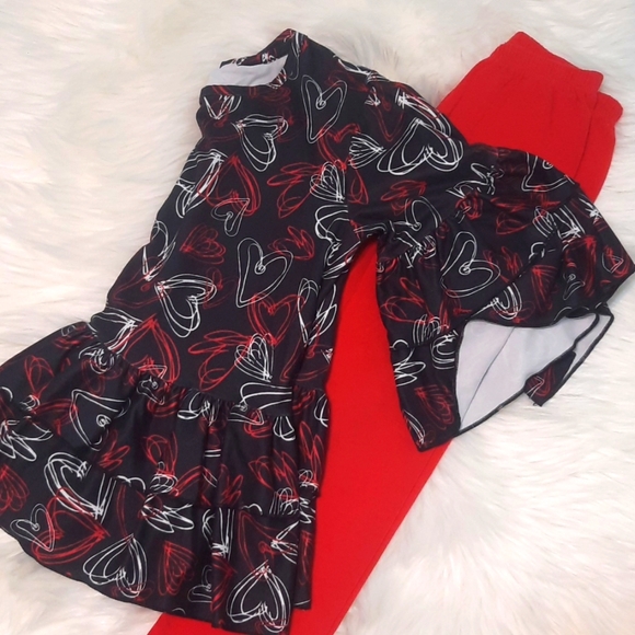 2 Pc Matching Valentines Set - Size 7-8 Ruffle Boutique Set - Color: Red & Black - Picture 11 of 11